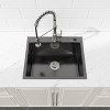Gulches 23"x19" Black Undermount Single Bowl Kitchen Sink, 20 Gauge 304 Stainless Steel, with US Standard Drain & Hook - 2 of 4