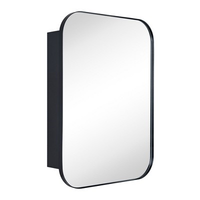 Matt Black Stainless Steel Rectangular Medicine Cabinet with Mirror, 22'' x 30''
