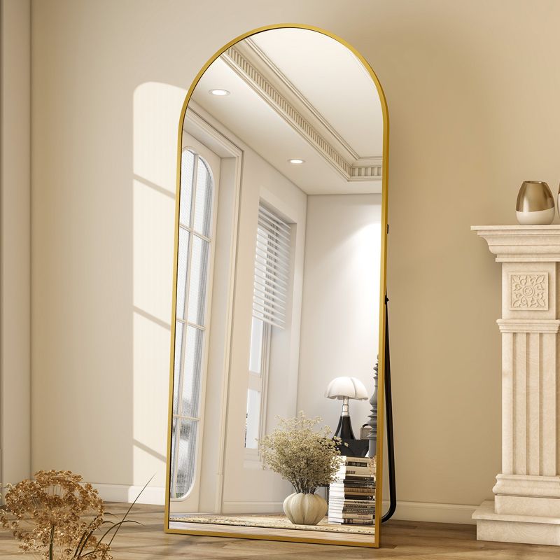BEAUTYPEAK Oversized Floor Mirror Rectangle With Rounded Top Full Length Mirrors, 1 of 5