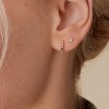 14K Gold Plated Huggie Earrings with Cubic Zirconia & Colored Stones - Sterling Silver Posts, Green/Garnet/Blue/Black/Multicolor Options - 2 of 4