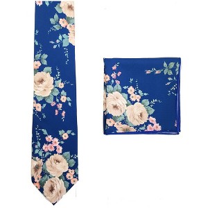 Men's Floral Cotton 3.35 Inch Wide And 58 Inch Long Neckties And Hankies - 1 of 3