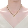 14k Yellow Gold Plated with Emerald & Cubic Zirconia Panther Head Door Knocker Wire Herringbone Chain Necklace - Adjustable w/ Extension Chain - 2 of 3
