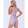 INSPIRE CHIC Women's 2 Pcs Ruffle Trim Pajamas Set Ruffled Camisole Floral Print Tank Top and Shorts Sleepwear Set - 4 of 4