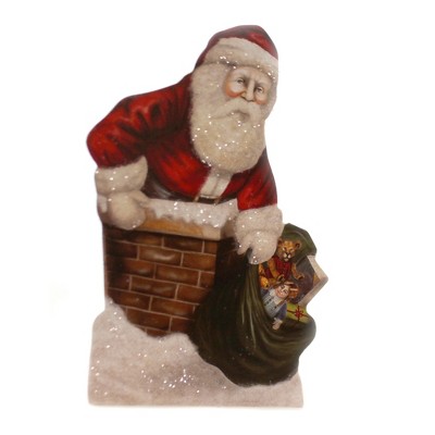 Christmas 10.0" On The Roof Top Dummy Board Santa Claus Chimney  -  Decorative Figurines