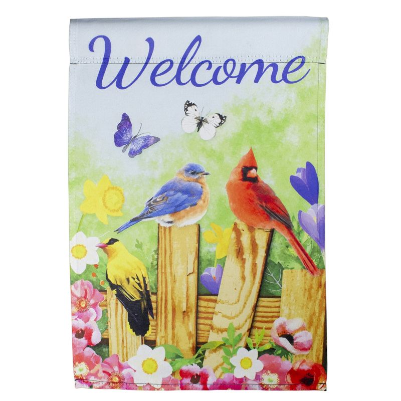 Northlight Welcome Birds on a Fence Outdoor Garden Flag 12.5" x 18", 1 of 5