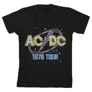 ACDC 1978 World Tour Pop Art Logo Crew Neck Short Sleeve Boys' Black T-shirt - 1 of 3