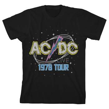 ACDC 1978 World Tour Pop Art Logo Crew Neck Short Sleeve Boys' Black T-shirt