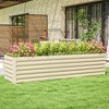 Outsunny 8x2x2ft Galvanized Raised Garden Bed Kit, Large Outdoor Metal Elevated Planter Box with Safety Edging for Flowers, Vegetables, Cream White - 3 of 4