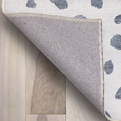 Ivory and Black Synthetic Chenille Kids' Rectangular Rug