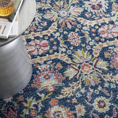 Vintage Elegance Round Multicolor Synthetic 63" Area Rug