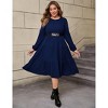 Coolmee Women Plus Size Fall Dresses Crew Neck Long Sleeve Flowy Casual Ribbed Knit Sweater Dress with Belt - 2 of 4