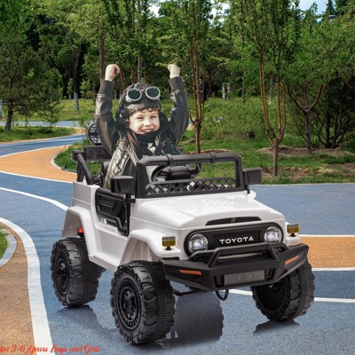 12V Ride On Truck Car for 3-6 Years Kids, Licensed Toyota Kids Car w/2.4G Remote Control, Lights, Suspension System, Safety Belt