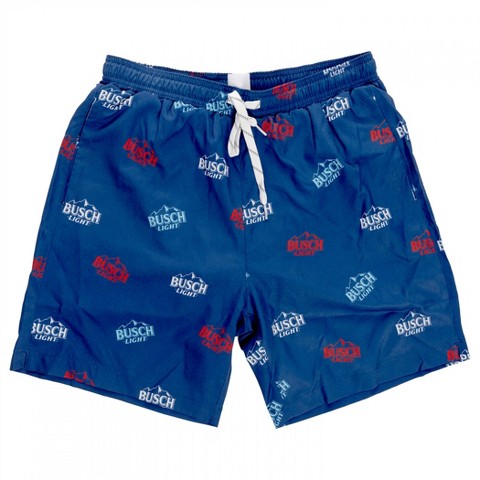 Busch Mens Busch Light Logo Pattern Board Shorts - 2XLarge