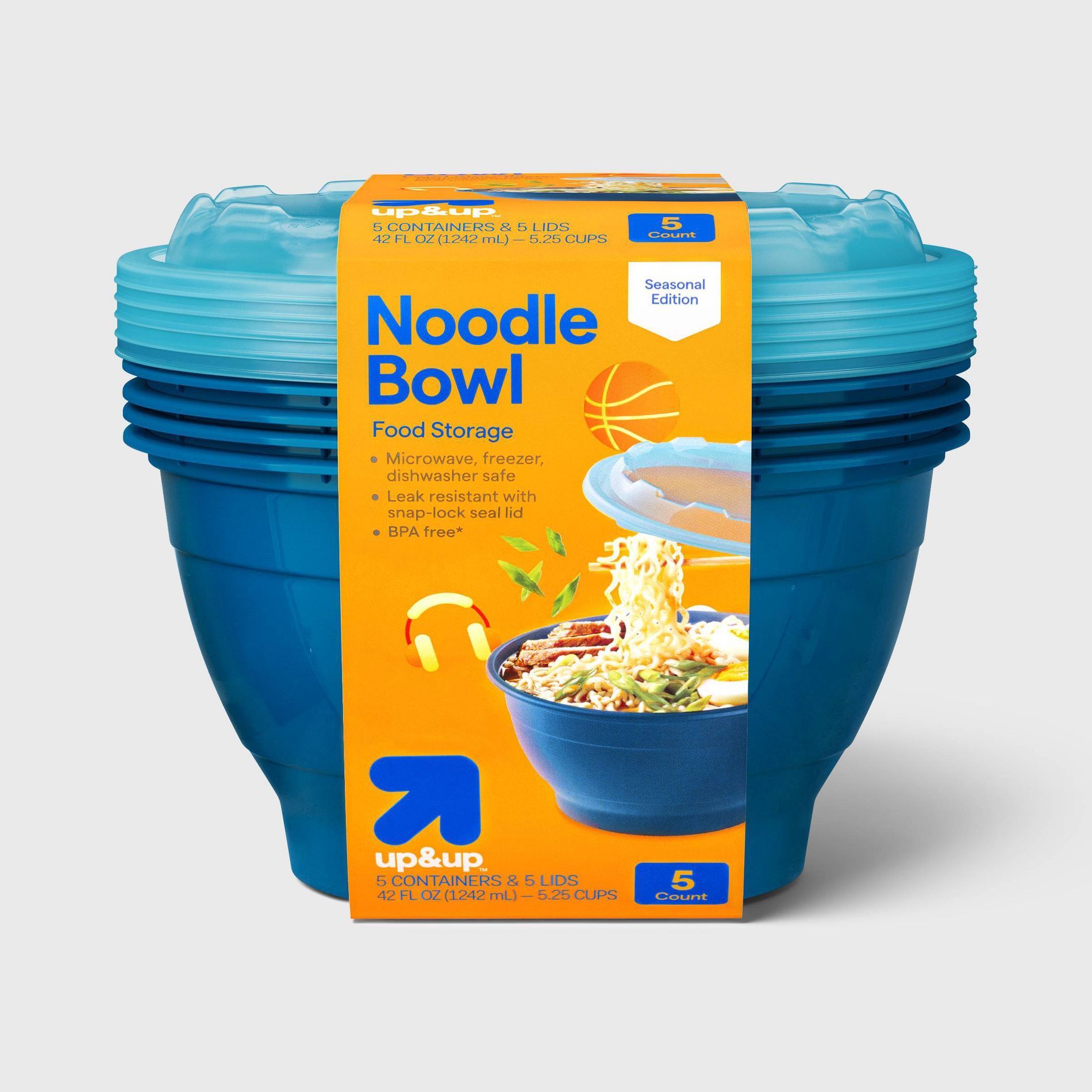 Food Storage Containers Round Ramen Bowl - 42oz/5pk - Teal - up&up™