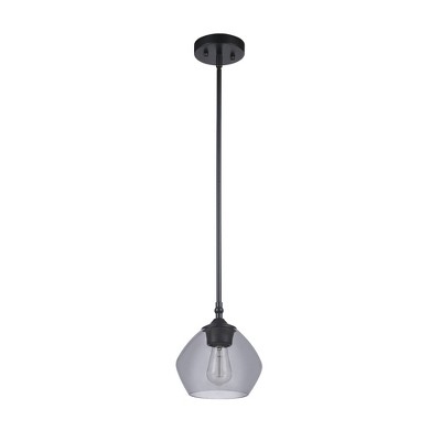 Globe Electric Kora 1-Light Matte Black Shaded Pendant Light with Black Twine Shade 91002263