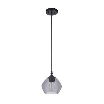 Harrow 1-Light Matte Black Pendant Lighting with Smoked Glass Shade - Globe Electric