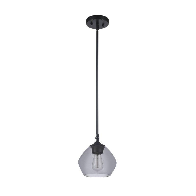 Harrow 1-Light Matte Black Pendant Lighting with Smoked Glass Shade - Globe Electric, 1 of 10