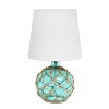 14.75" Maritime Medium Coastal Fisherman Shoreside Colored Glass Rope Table Lamp with Fabric Shade - Lalia Home - 3 of 4