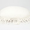 HomeRoots 18" X 18" White Round Cotton Throw Pillow with Fringe - 4 of 4