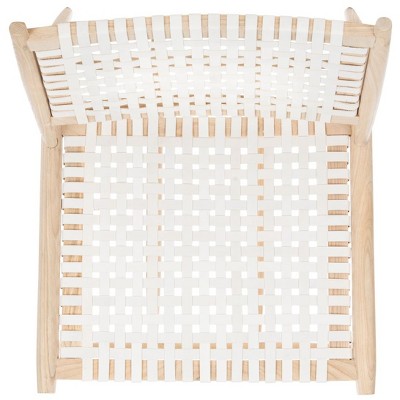 Transitional Beige and White Leather Woven 26'' Accent Chair