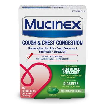 Mucinex High Blood Pressure Cough & Chest Medicine - Liquid Gels - 16ct