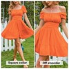 EXLURA Women's 2025 Summer Short Puff Sleeve Casual Short Mini Dresses Tie Back Square Neck A-Line Sundress - 2 of 4