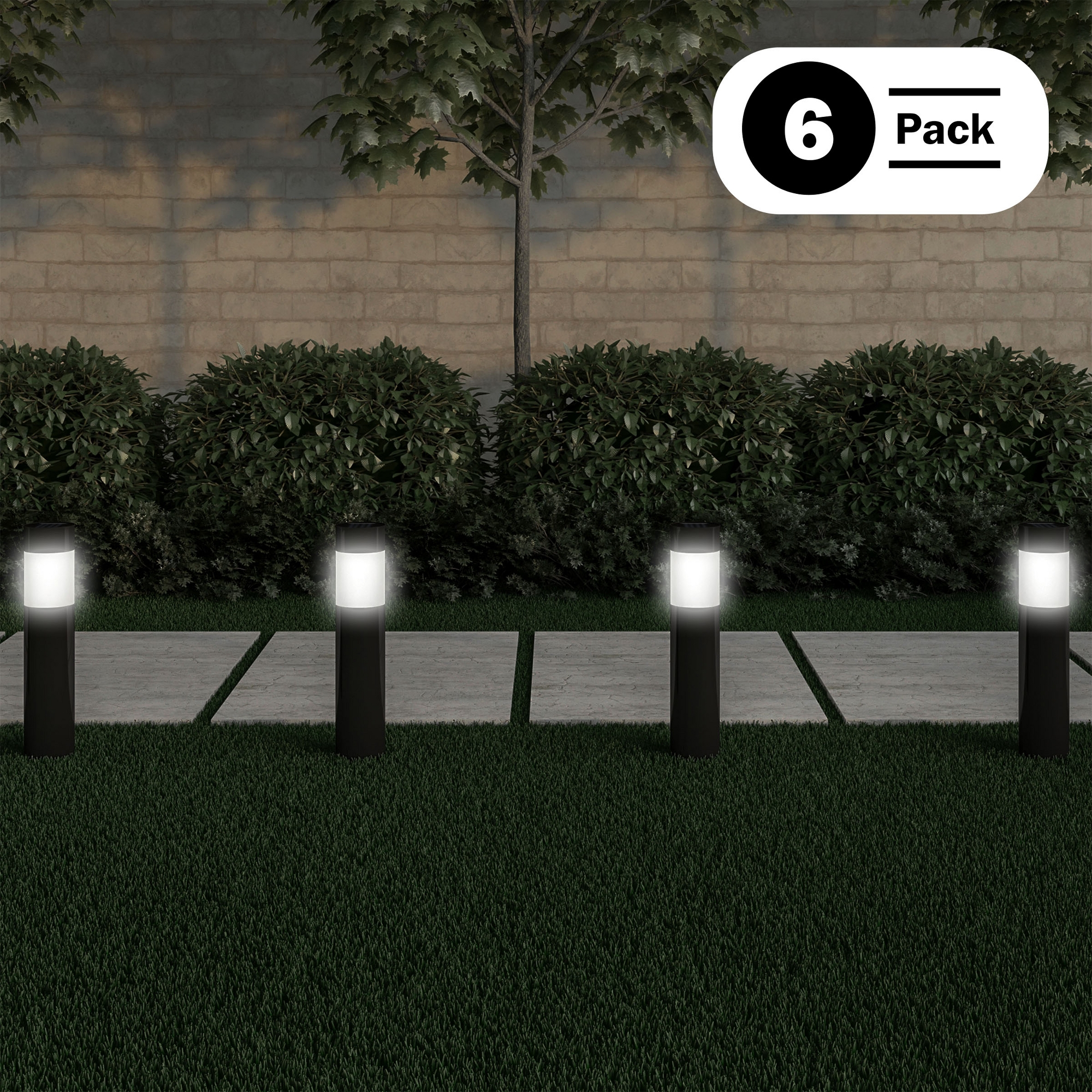 Nature Spring Stainless Steel Outdoor Stake Pathway Solar Lights - Black, Set of 6