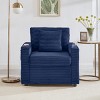 Corduroy Sofa with Storage Ottoman and USB Port, Storage Sofa with Adjustable Armrest and Cup Holder,Modern Living Room Accent Sofa-Koiai - 3 of 4