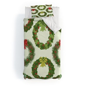 Sabine Reinhart Christmas Wreaths Duvet Cover + Pillow Sham(s) - Deny Designs - 1 of 4
