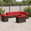 vidaXL 12 Piece Patio Sofa Set with Cushions Brown Poly Rattan - 2 of 4