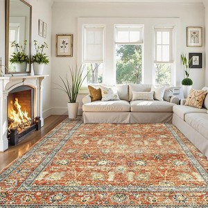 Washable Area Rug, Pastel Oriental Low-Pile Carpet, Stain-Resistant & Non-Slip Runner for Living Room Bedroom Kitchen Hallway Laundry - 1 of 4