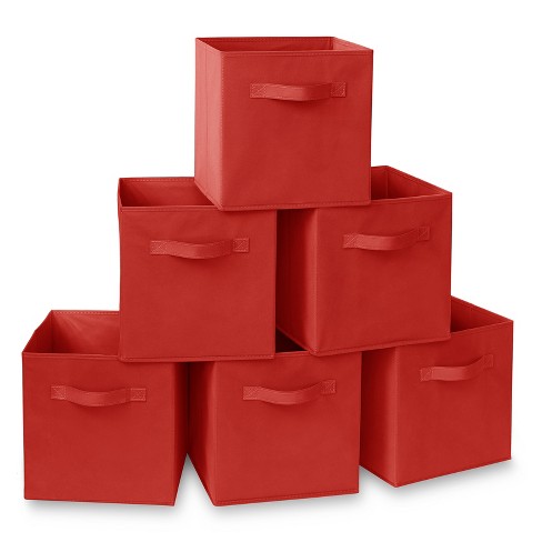 Casafield Set Of 6 Collapsible Fabric Storage Cube Bins, Red - 11 ...