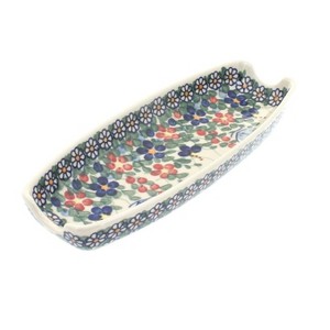 Blue Rose Polish Pottery 159-Vena Corn on the Cob Dish - 1 of 1