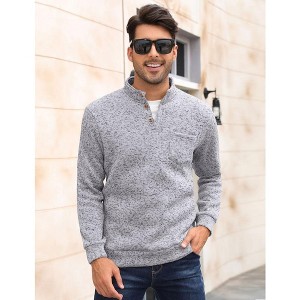 WhizMax Men's Casual Henley Pullover Sweater Slim Fit Knitted Thermal Fleece Polo Sweatshirt - 1 of 4