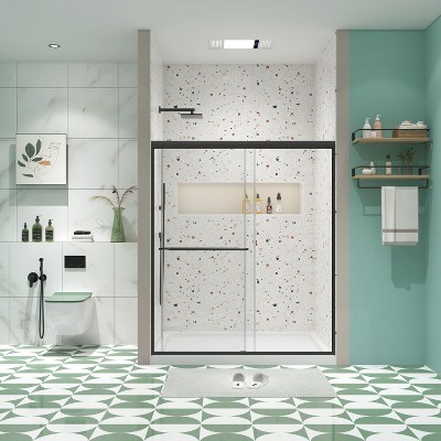 NicBex Shower Door 28.2" Wx70"H Double Bypass Bathroom Sliding Shower Door with 1/4" (6mm) Tempered Glass for Walk-in Shower