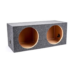QPower 12 Inch Heavy-Duty Dual Sealed Carpet Covered Durable Car Audio Vehicle Subwoofer Enclosure Woofer Box, Charcoal Gray - 1 of 4