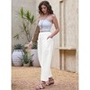 INSPIRE CHIC Women's Wide Summer Casual Elastic Waist Drawstring Cotton Trousers with Pockets - 4 of 4