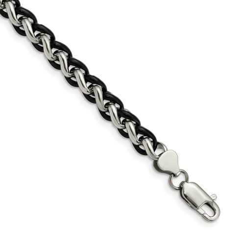 Black Bow Jewelry Men's 7mm Stainless Steel & Black Plated Spiga Chain Bracelet, 8.25 In - image 1 of 4