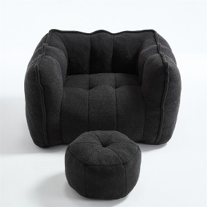 OUTSUPPLY Soft Square Bean Bag Chair with Footstool, High Resilient Foam for Living Room, Bedroom, Gaming & Reading - 1 of 4