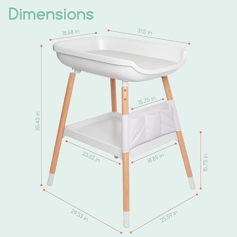 Children of Design Deluxe Diaper Changing Table with Pad & Storage Shelf, 3 of 9