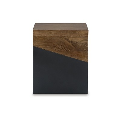 Trailbend Two-Tone Brown and Gunmetal Wood Accent Table