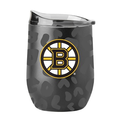 NHL Boston Bruins 16oz Leopard Powder Coat Curved Beverage Can - Black