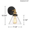 360 Lighting Burke Industrial Modern Wall Light Sconce Black Warm Brass Hardwire 7 1/4" Fixture LED Clear Glass for Bedroom Bathroom Vanity Reading - 4 of 4