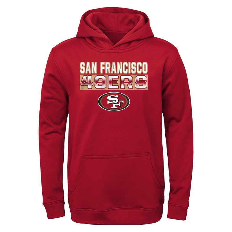 NFL San Francisco 49ers Boys&#39; Long Sleeve Performance Hooded Sweatshirt, 1 of 2