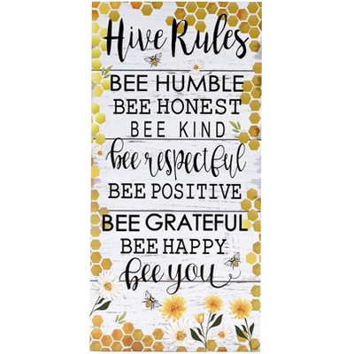 Lakeside Home Hive House Rules Wall Hanging Sign with Bee Theme Sentiments