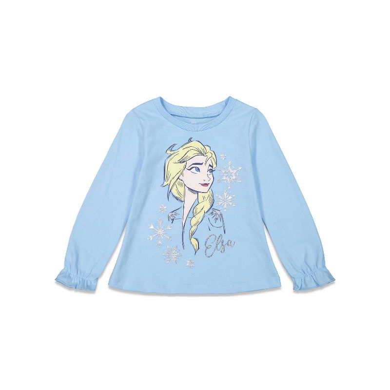 Disney Princess Anna Elsa Frozen Girls Graphic T-Shirt and Leggings Outfit Set Toddler to Big Kid, 2 of 9