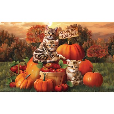 Briarwood Lane Fall Doormat 30x18 Indoor Outdoor Fall Kittens Pumpkins For Fall Doormat