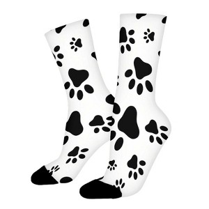 Animal Paws Footprints Women Printed Crew Socks Funny Funky Socks Soft Polyester Novelty Gifts for Artists Men - 1 of 1