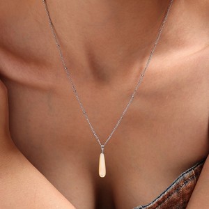 Clotth 15.74+1.96 inch Mysterious Water-Drop Shell Pendant Choker - Stainless Steel Plated with 18K Gold, Minimalist Luxury Necklace for Women - 1 of 4