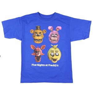 Seven Times Six Five Nights At Freddy's T-Shirt Boy's Chica Foxy Bonnie Faces Short Sleeve Top Blue - 1 of 3